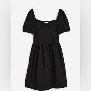 Black ‎ - New plus size Puff-sleeved Textured Jersey Dress